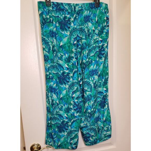 Caribbean Joe Pants Womens Size PL Casual Travel Tropical Rayon Wide Leg Cropped - Picture 2 of 6